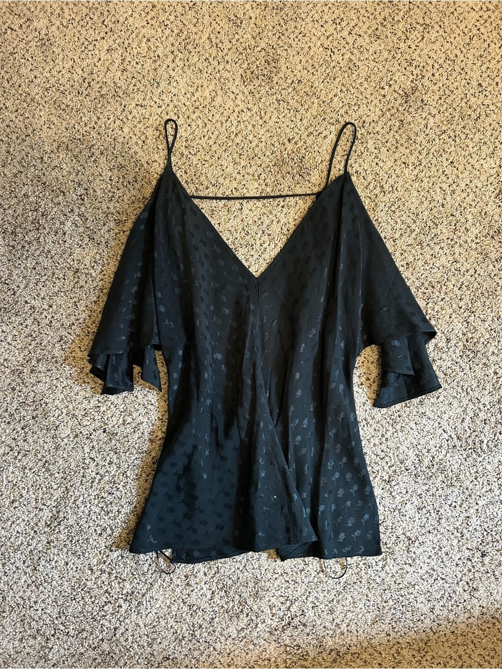 Zara Deep Green Open Shoulder V-Neck Camisole